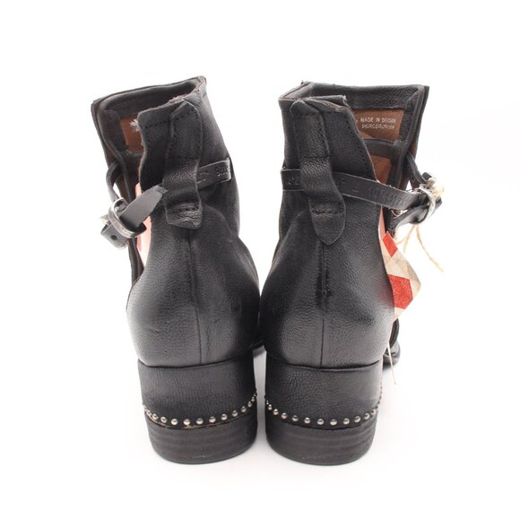 A.S.98 Black Ankle Boots with Buckle Detail - Picture 5 of 10